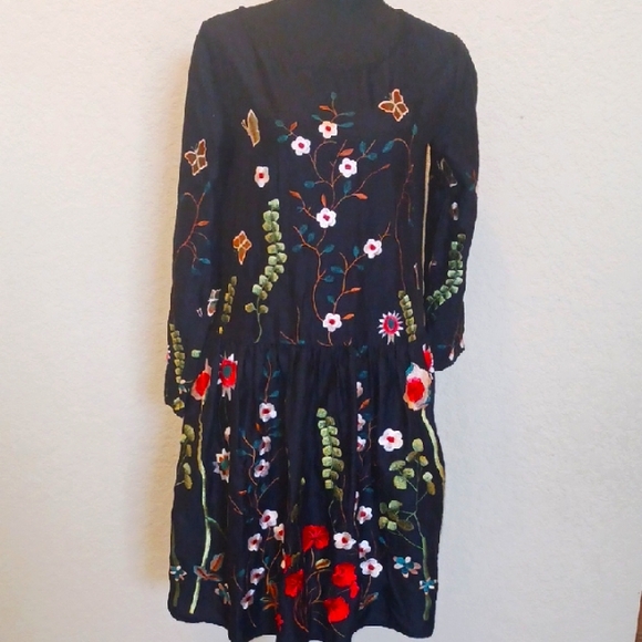 Hallhuber Floral Embroidered Black Dress Size 8 - Picture 4 of 9